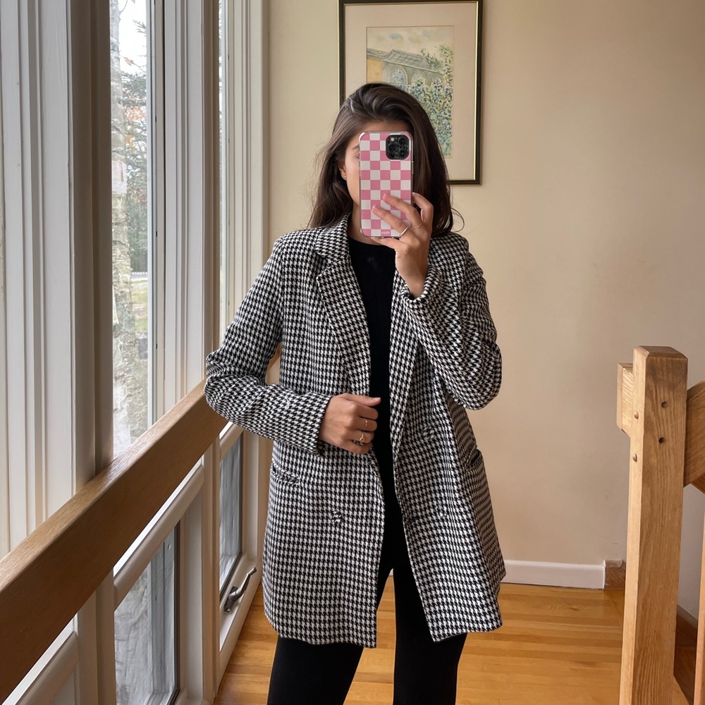 Princess Polly Houndstooth blazer with padded shoulders